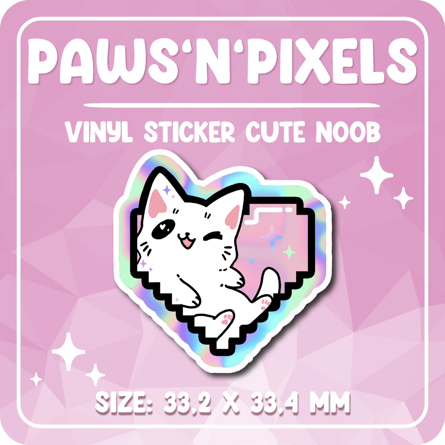Paws'n'Pixels Cute Noob Holo Vinyl Sticker
