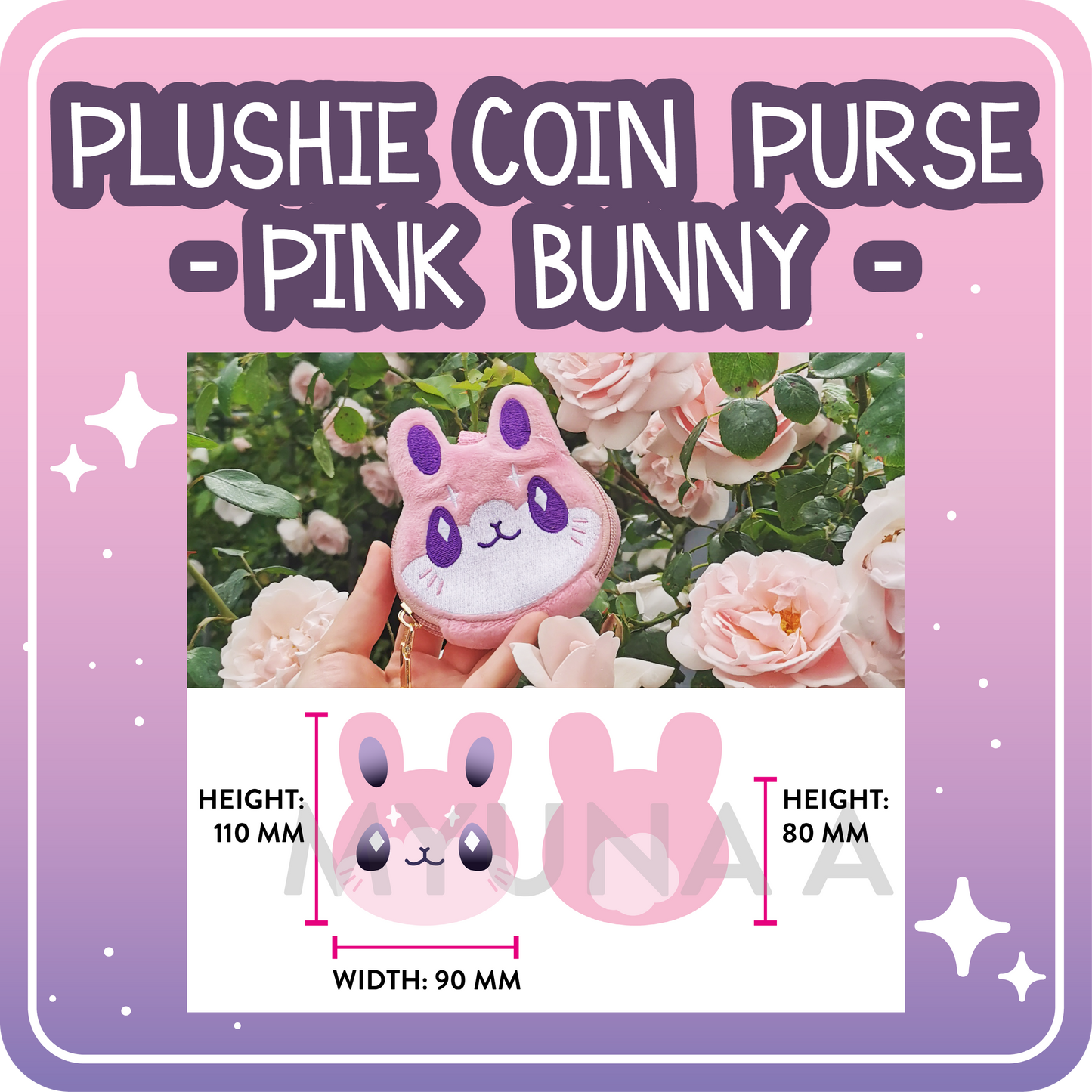 Kawaii Kompanions Plush Coin Purse Pink Bunny
