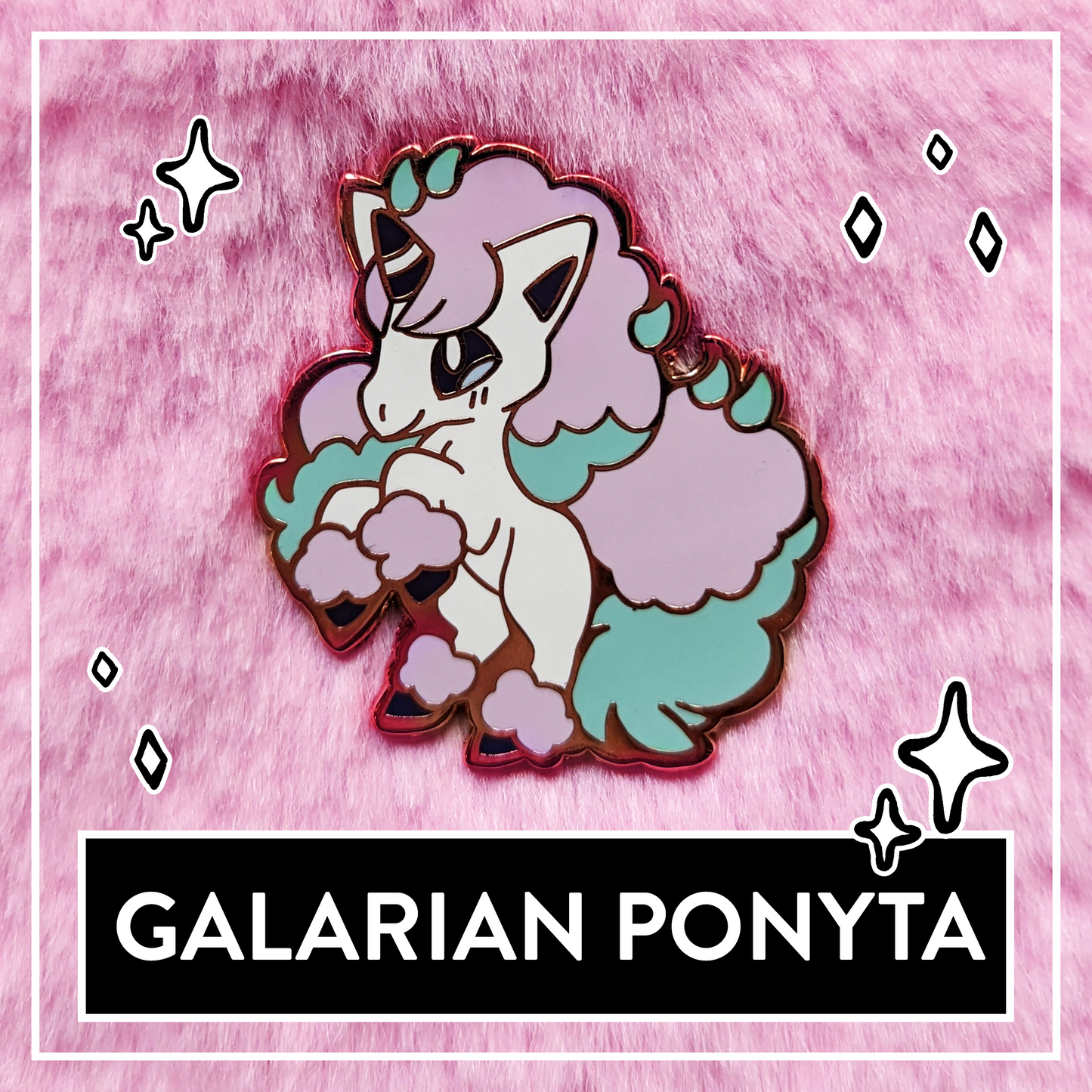 Galarian Ponyta Hard Enamel Pin (+ optional Holo Sticker Upgrade)