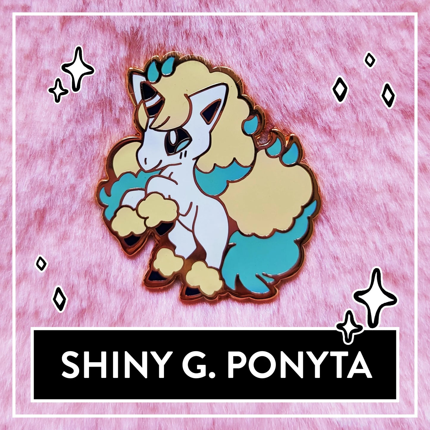 Shiny Galarian Ponyta Hard Enamel Pin (+ optional Holo Sticker Upgrade)