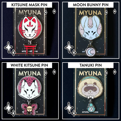 Myuna’s Japanese Yōkai Hard Enamel Pendant Pin Series