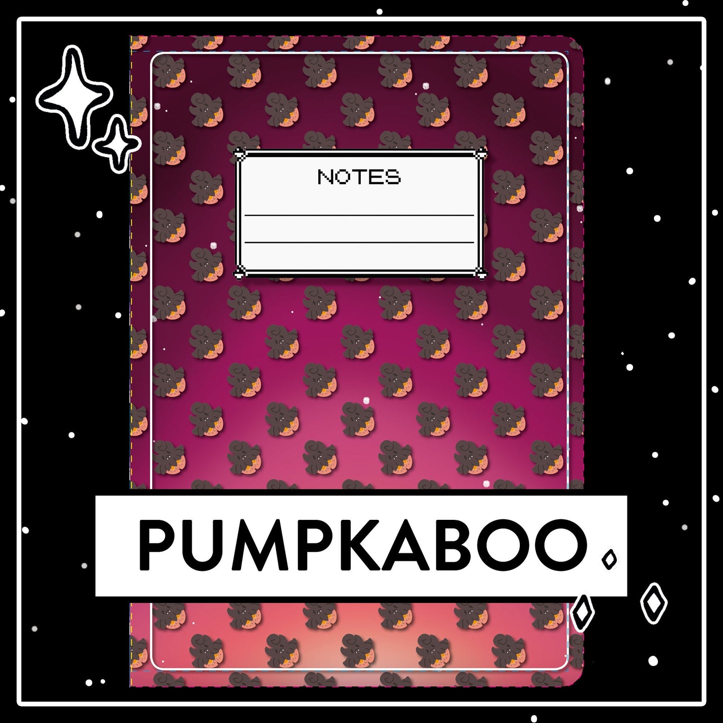 Pokemon Halloween Notebooks - Gengar Mimikyu Litwick Pumpkaboo Design, Pokémon pattern, cute Halloween stationary, School Supply