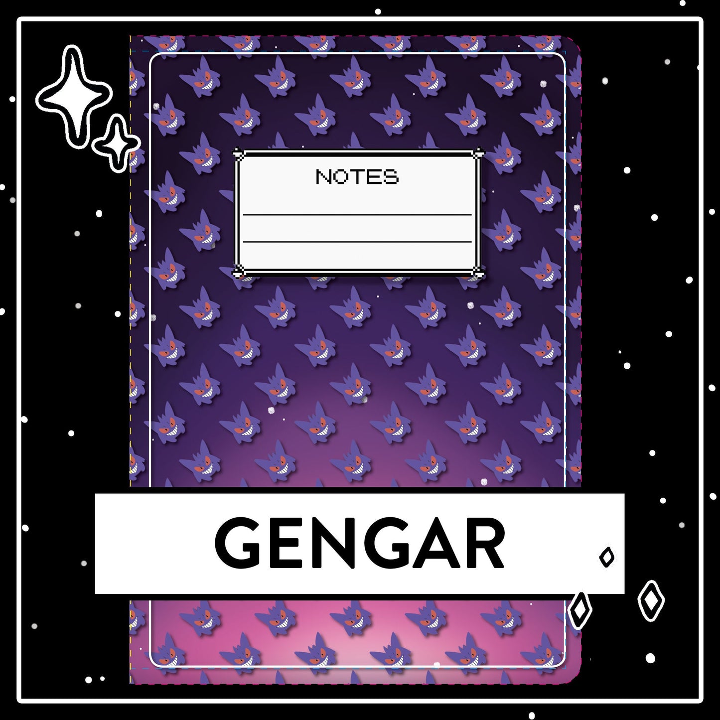 Pokemon Halloween Notebooks - Gengar Mimikyu Litwick Pumpkaboo Design, Pokémon pattern, cute Halloween stationary, School Supply