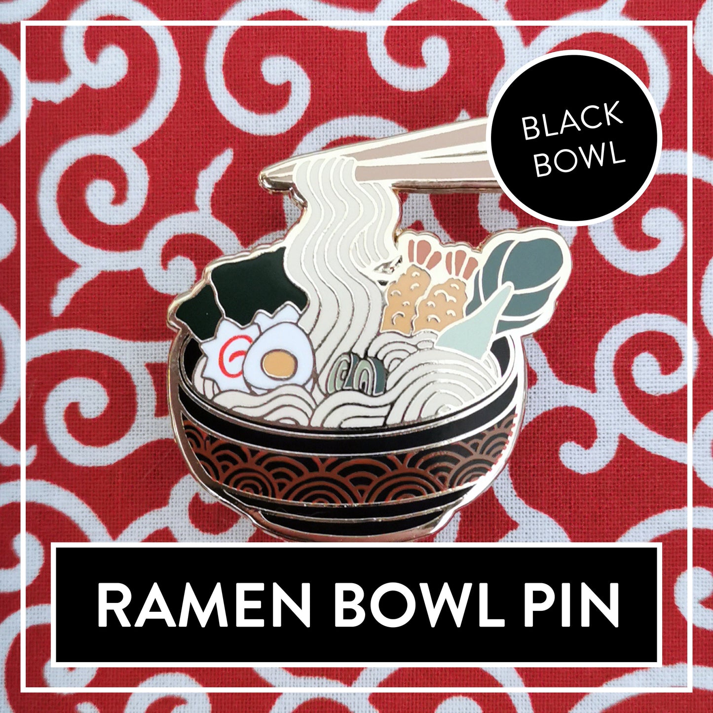 Black Ramen Bowl Pin – Cute Japanese Hard Enamel Pin