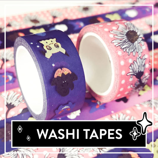 Cute Flower & Pokemon Washi Tapes - Creative tape designs for Scrapbooks, Bullet Journals and more