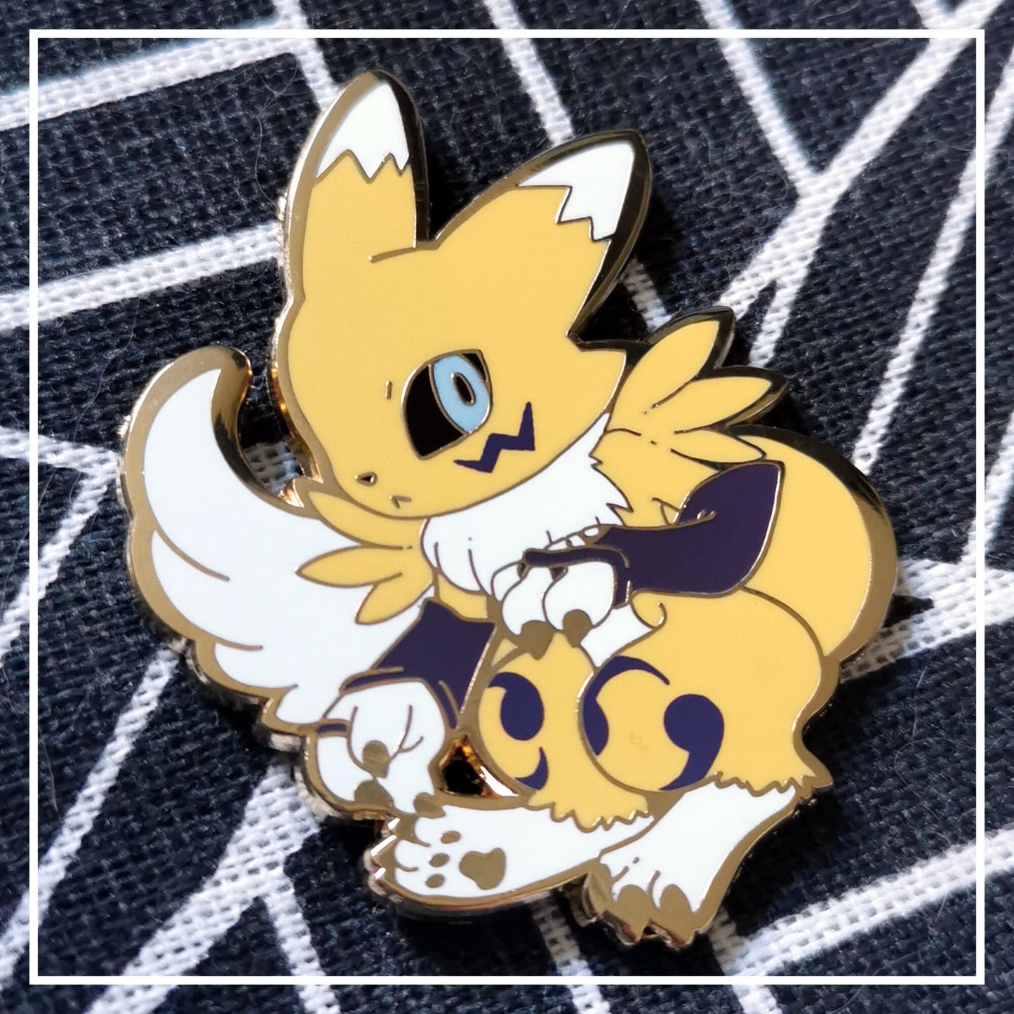 Renamon Hard Enamel Pin – Cute Digimon Fanart Pin