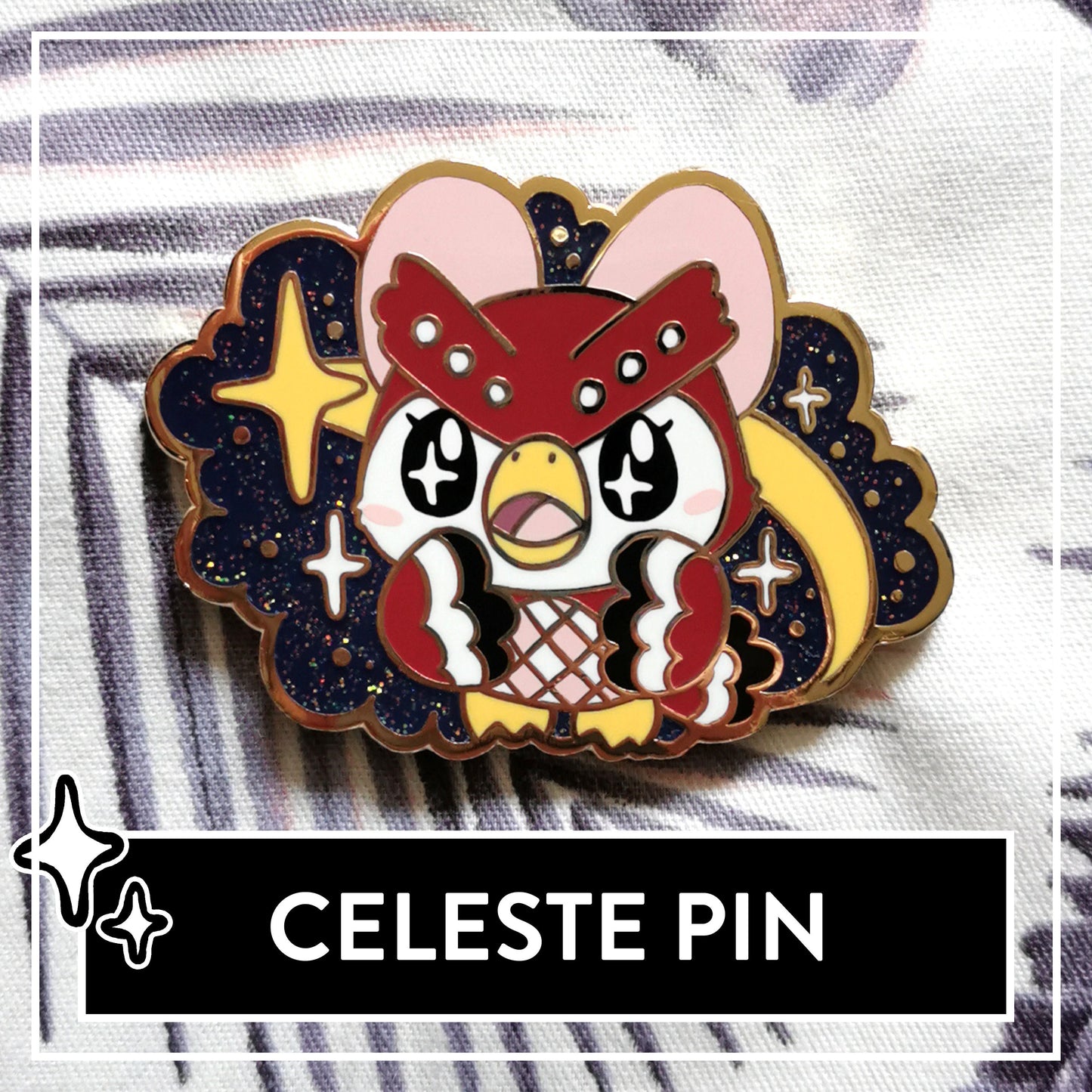 Celeste Hard Enamel Pin - Cute AC Fanart glitter Pin