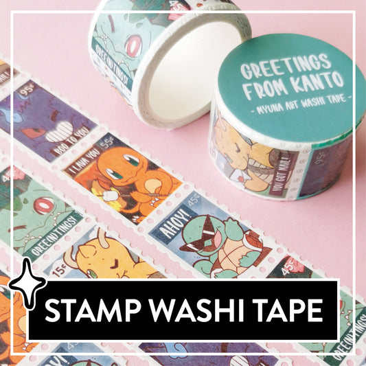 Pokemon Stamp Washi Tape "Greetings from Kanto"