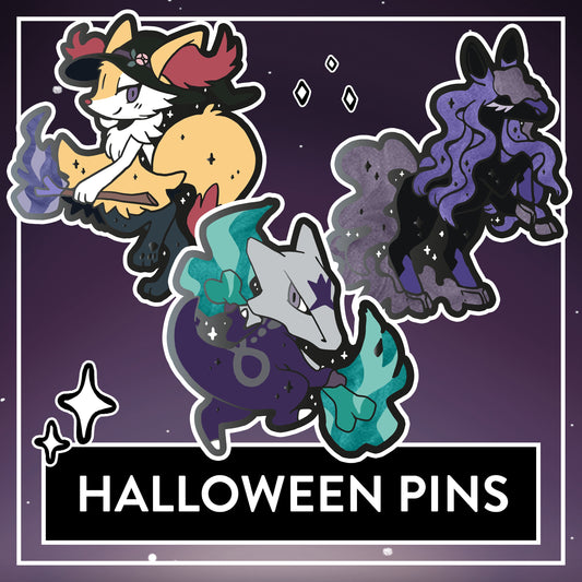 Braixen, Marowak & Spectrier Hard Enamel Pins with pearlescent Details + optional HOLO Sticker, Ghost Halloween Pins