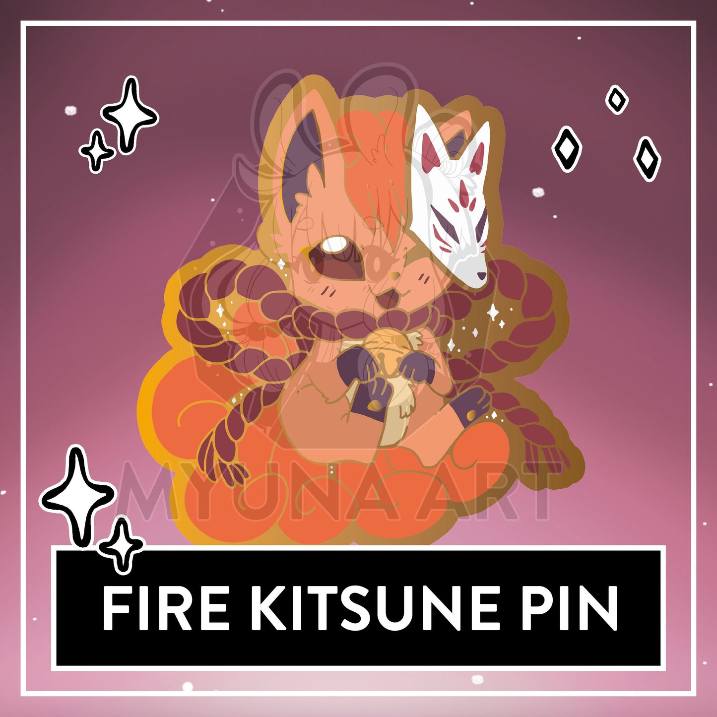 Kitsune Hard Enamel Pin - Fire Kistune & Hisui Kitsune, Kitsune Mask Pins, Japan inspired fox pin