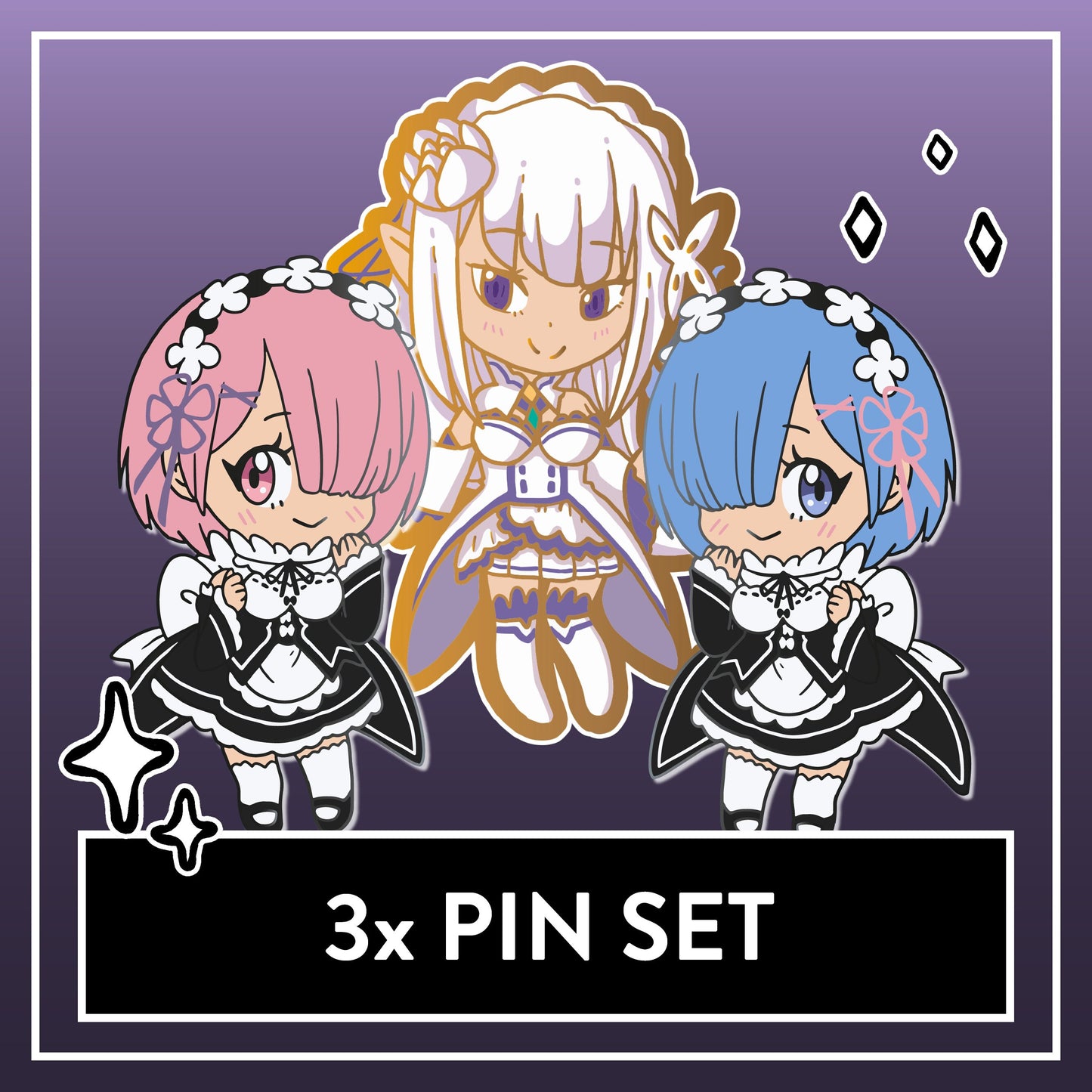 Emilia Hard Enamel Pin - Cute Re:Zero Fanart Pin, Rezero Anime Pin