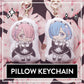 Cute Rem & Ram Pillow Charm - double-sided mini Anime pillow Dakimakura Bodypillow keychains with kawaii heart snap clip // Rezero