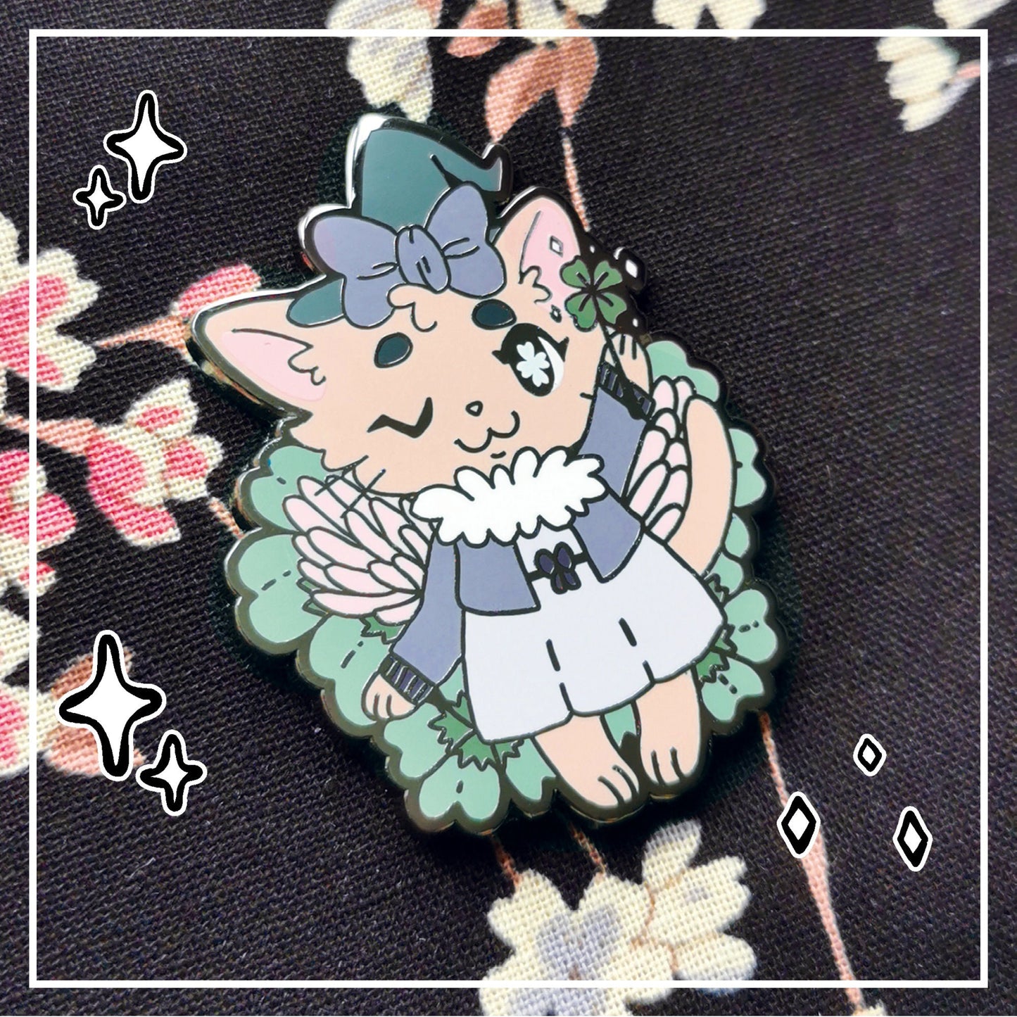 Myuna's Lucky Witch Pin - Little Witch Acatemia Cat Witch Pins - Cute Good Fortune Cat Witch talisman, Kawaii Witchy Occult Hard Enamel Pins