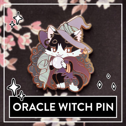 Myuna's Oracle Witch Pin - Little Witch Acatemia Cat Witch Pins - Cute Cat Witch talismans, Kawaii Witchy Occult Hard Enamel Pins