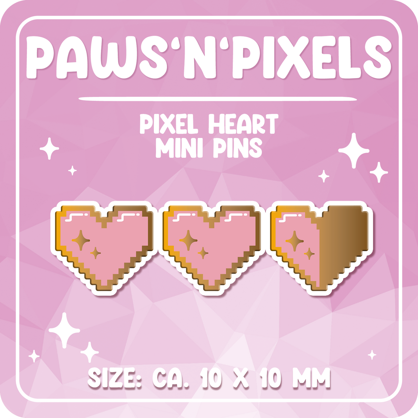 Paws'n'Pixels Mini Heart Pin Set (3x mini hard enamel pin)