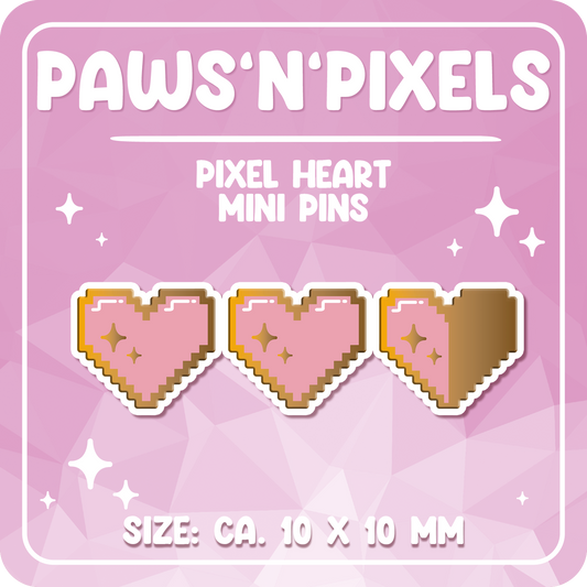 Paws'n'Pixels Mini Heart Pin Set (3x mini hard enamel pin)